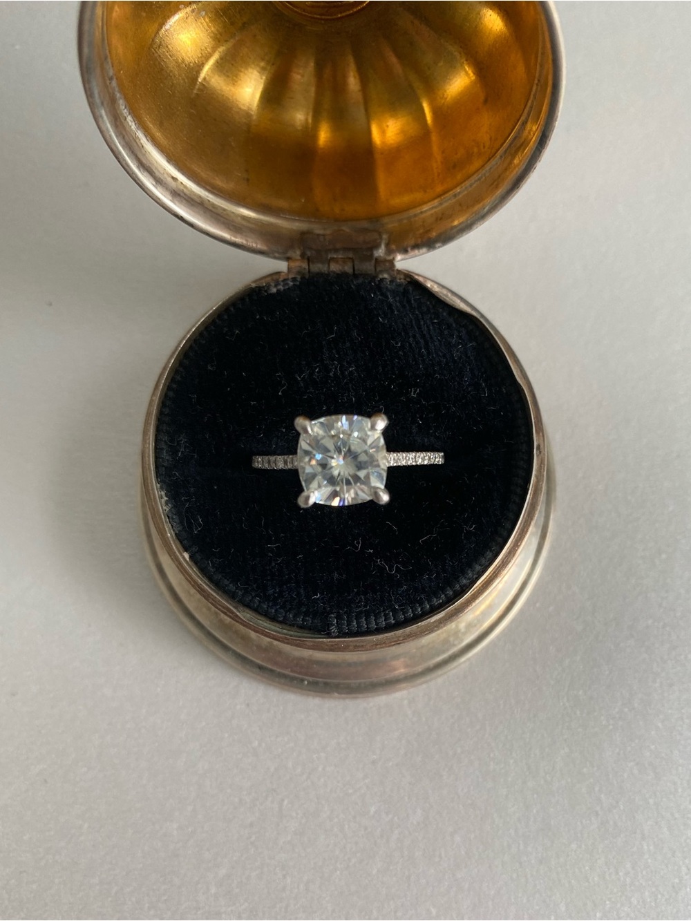 Classic Solitaire Cushion-Cut Moissanite Engagement Ring
